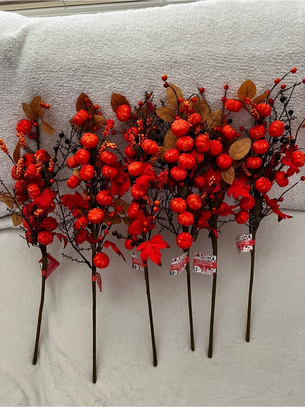 Fall Pick Flower Decor Lot of 6 Artificial Stem Flexible Foam Pumpkin 30